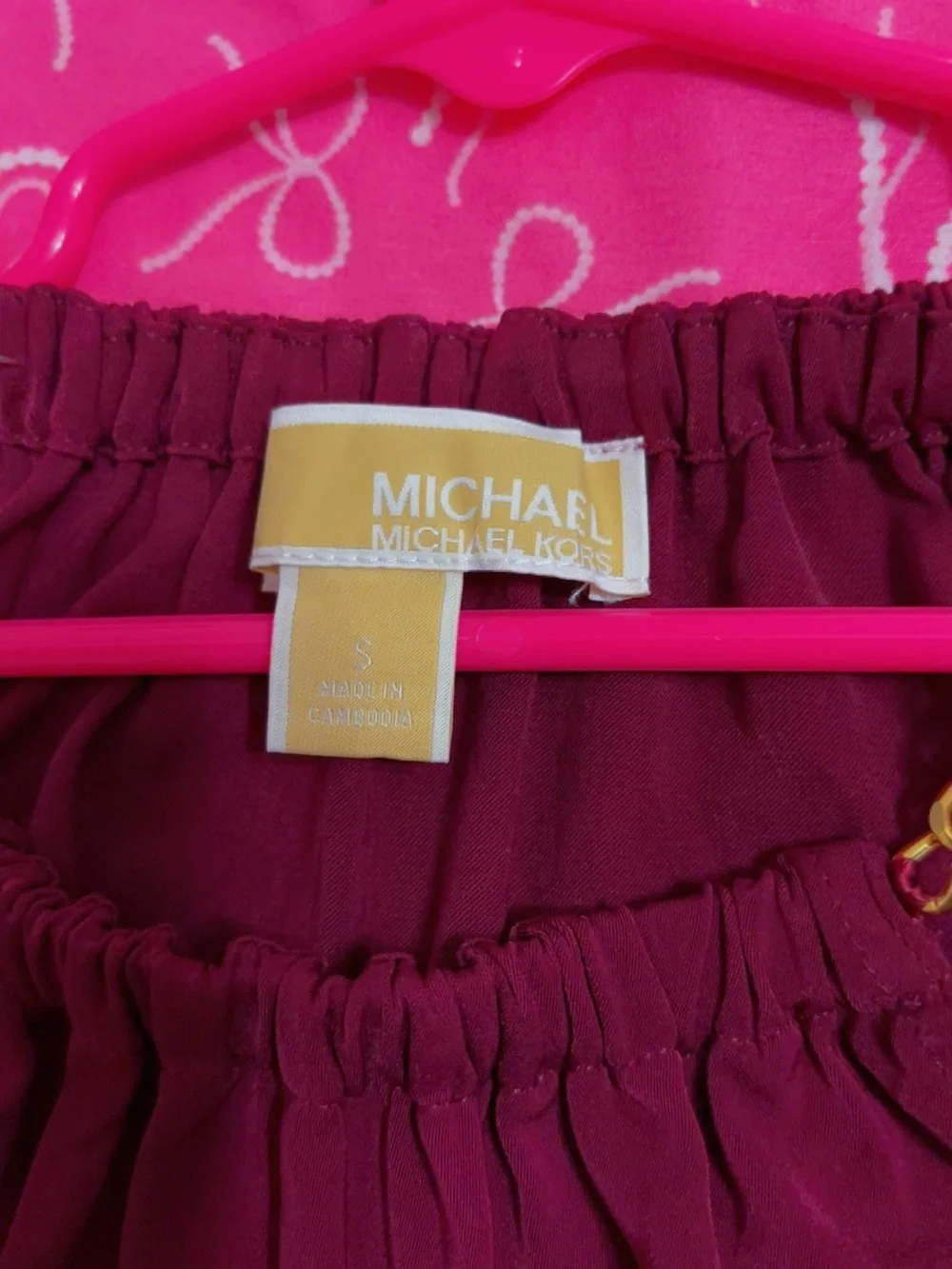 Michael Kors Wine Halter Camisole with Gold Chain